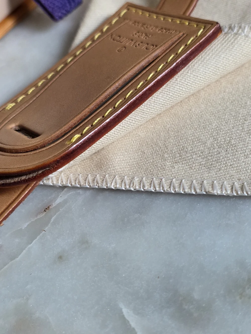 Authentic Louis Vuitton Vachetta Leather Luggage Tag W/ Dustbag & Box